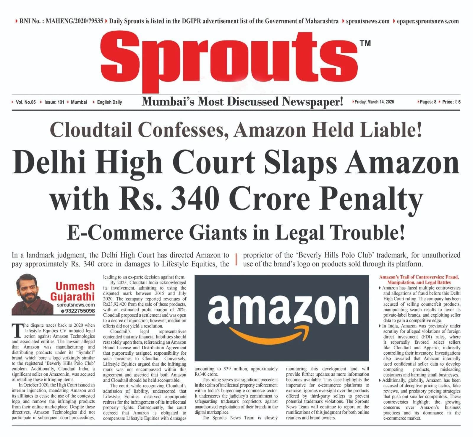 Delhi High Court Slaps Amazon with Rs. 340 Crore Penalty